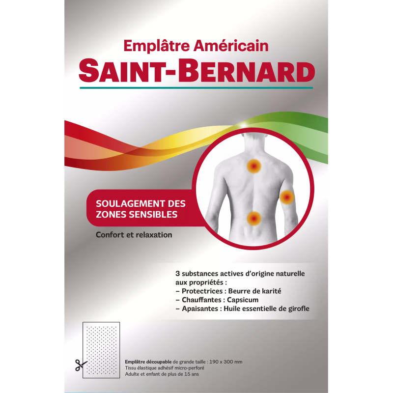 Saint-Bernard – Emplâtre américain tissu découpable, 190 x 300 mm Saint-Bernard – Emplâtre américain tissu découpable, 190 x 300 mm