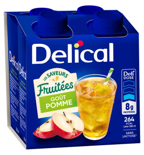 Delical – Boisson nutritionnelle saveurs fruitées Pomme, 4 x 200 ml