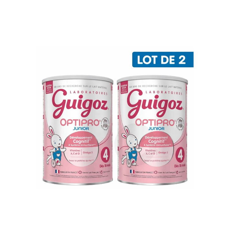 Guigoz – Optipro Junior Lait 4ème âge, 2 x 900 g Guigoz – Optipro Junior Lait 4ème âge, 2 x 900 g