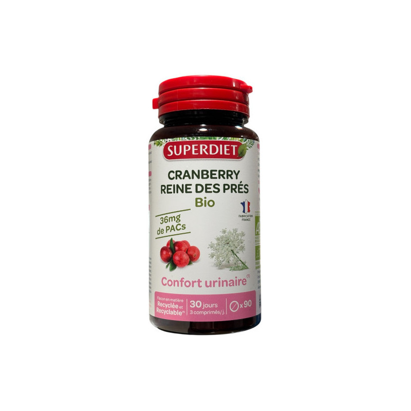 Superdiet – Cranberry Reine des Prés Bio Confort Urinaire, 90 comprimés Superdiet – Cranberry Reine des Prés Bio Confort Urinaire, 90 comprimés
