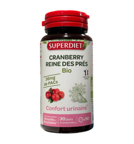 Superdiet – Cranberry Reine des Prés Bio Confort Urinaire, 90 comprimés