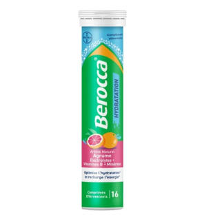 Berocca – Hydratation comprimés effervescents agrumes, 16 comprimés