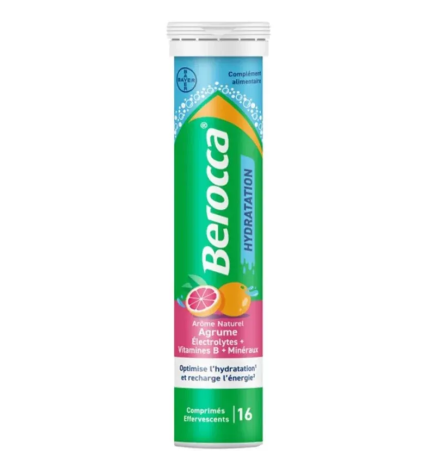Berocca – Hydratation comprimés effervescents agrumes, 16 comprimés