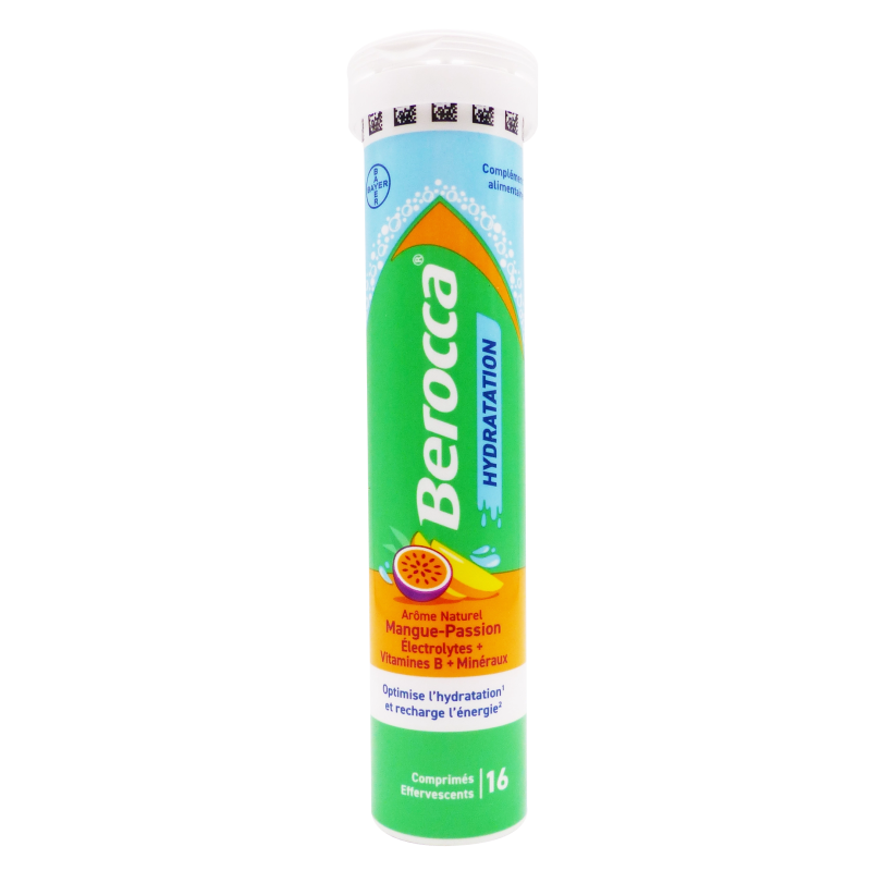 Berocca – Hydratation comprimés effervescents mangue passion, 16 comprimés