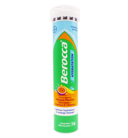Berocca – Hydratation comprimés effervescents mangue passion, 16 comprimés