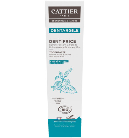 Cattier – Dentargile menthe rafraîchissant, 75 ml