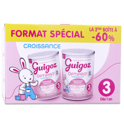 Guigoz – Optipro Lait Croissance 3ème âge, 2 x 780 g