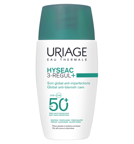 Uriage – Hyséac 3-Regul Soin Global Anti-Imperfections SPF50+, 50 ml