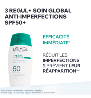 Uriage – Hyséac 3-Regul Soin Global Anti-Imperfections SPF50+, 50 ml