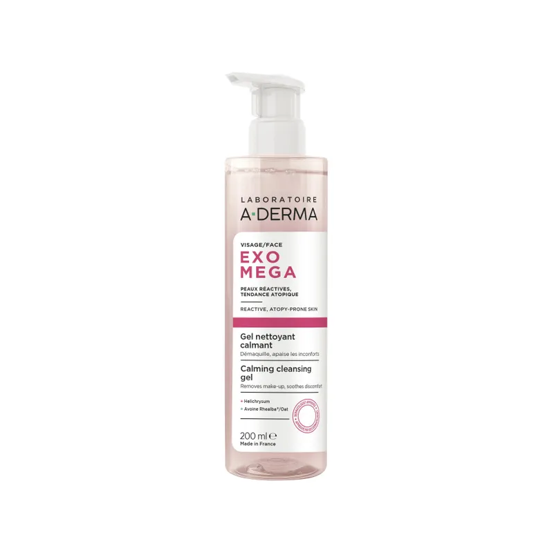 A-Derma – Exomega Gel nettoyant calmant visage peaux réactives à tendance atopique, 200 ml