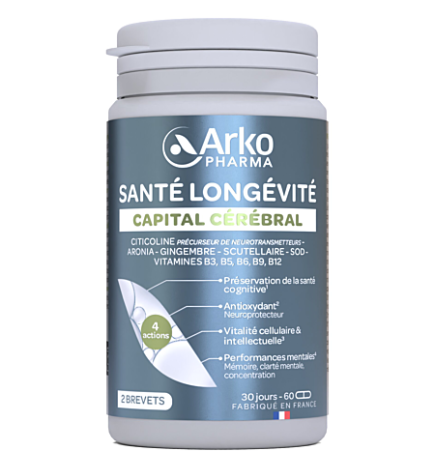 Arkopharma – Santé longévité cérébrale, 60 gélules