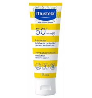 Mustela – Lait solaire très haute protection bébé enfant famille SPF50+, 40 ml