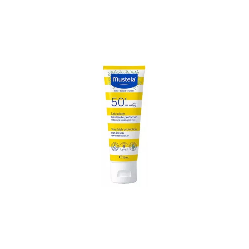 Mustela – Lait solaire très haute protection bébé enfant famille SPF50+, 40 ml Mustela – Lait solaire très haute protection bébé enfant famille SPF50+, 40 ml