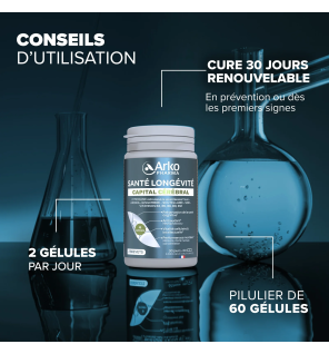 Arkopharma – Santé longévité cérébrale, 60 gélules