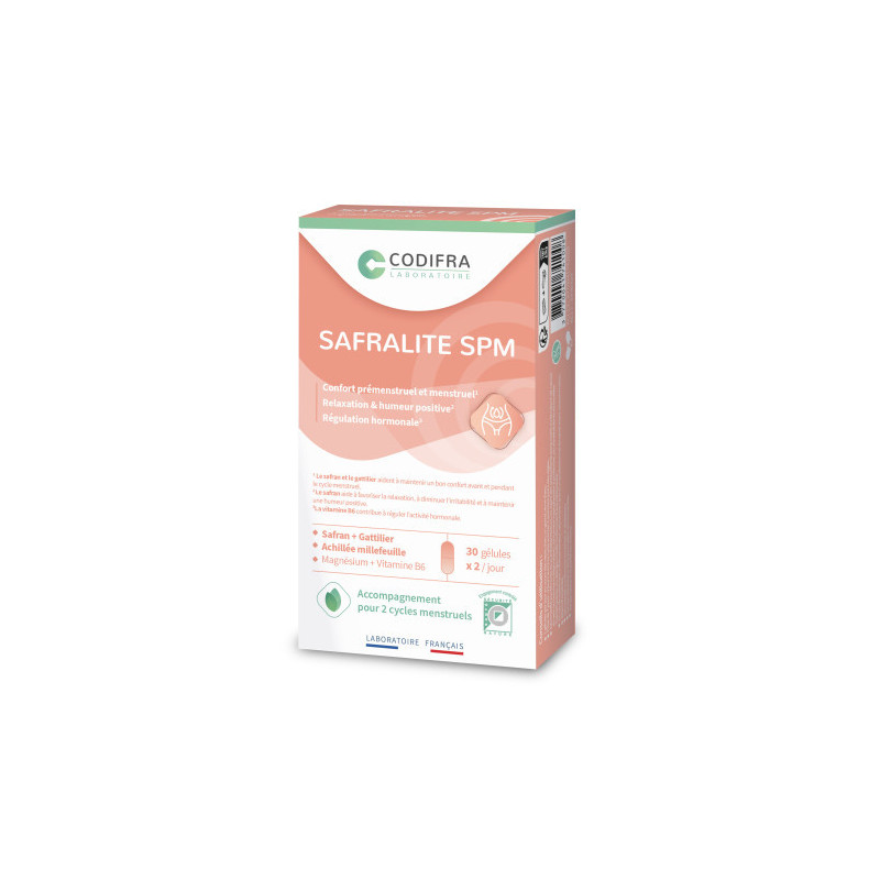Codifra – Safralite SPM confort prémenstruel et menstruel, 30 gélules
