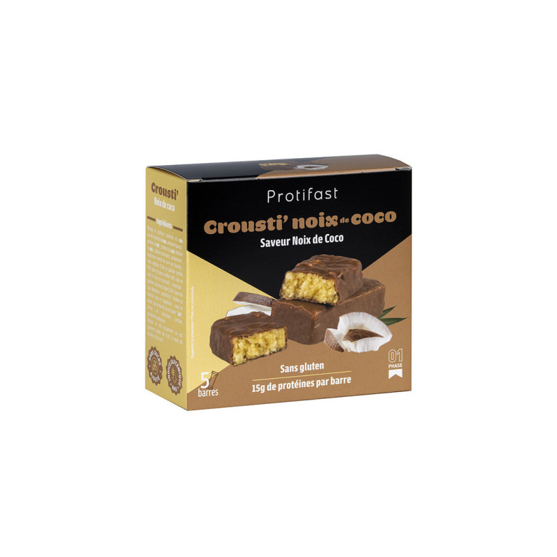 Protifast – Barre protéinée noix de coco chocolat, x5 Protifast – Barre protéinée noix de coco chocolat, x5