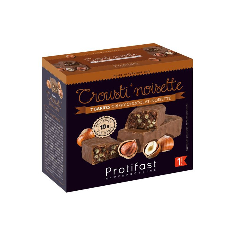 Protifast – Barres protéinées chocolat noisette, x5 Protifast – Barres protéinées chocolat noisette, x5