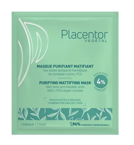 Placentor Végétal – Masque purifiant matifiant peaux mixtes à grasses, 25 g