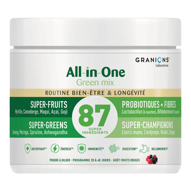 Granions – All-in-One Green Mix Routine Bien-être & Longévité, 146 g Granions – All-in-One Green Mix Routine Bien-être & Longévité, 146 g