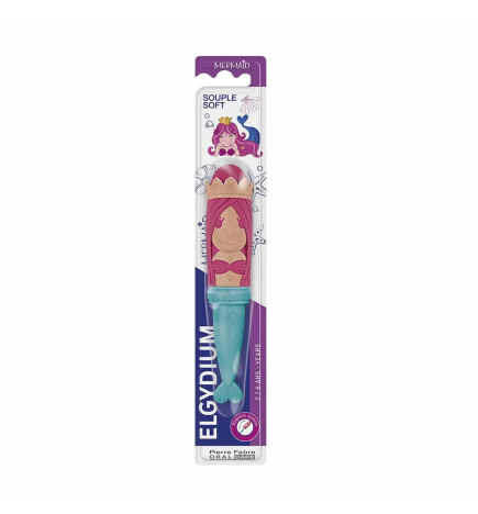 Elgydium – Brosse à dents Sirène 2-6 ans souple, 1 unité
