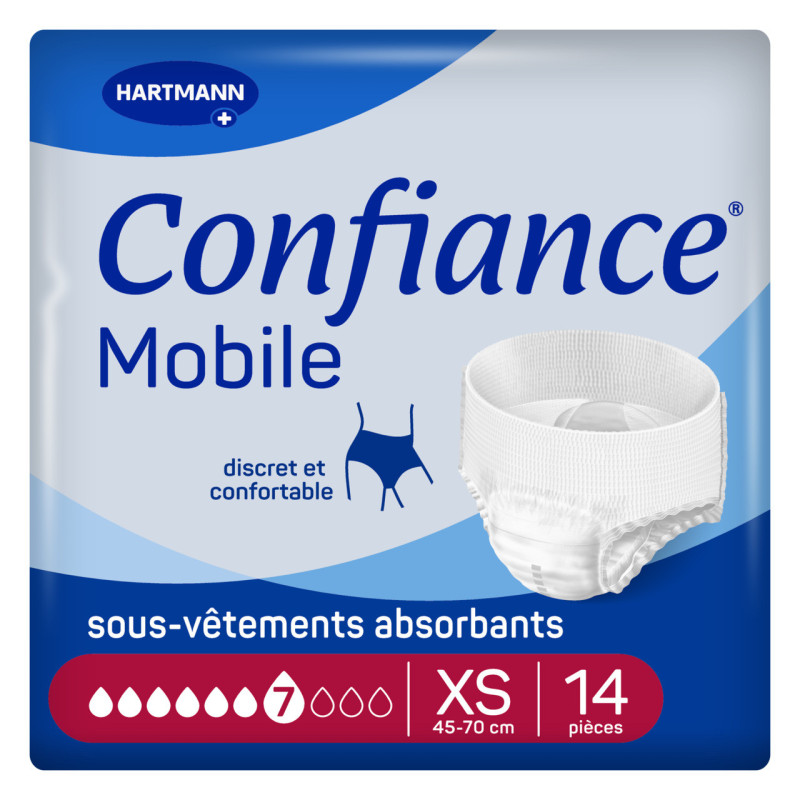 Confiance – Mobile 7 gouttes protections urinaires taille XS, 14 unités