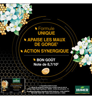 Humer – Pastilles gorge miel de Manuka et eucalyptus, 16 pastilles