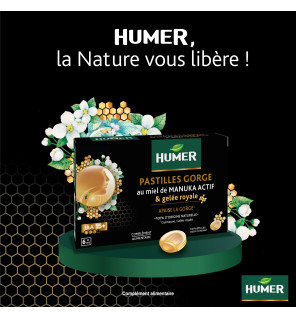 Humer – Pastilles gorge miel de Manuka et eucalyptus, 16 pastilles