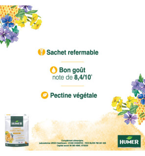 Humer – Gommes gorge sensible arôme Miel Citron, 30 gommes