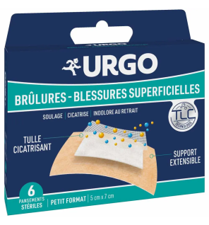 Urgo – Tulles brûlures et blessures, 5 x 7 cm x6