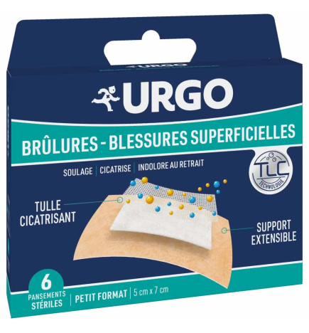 Urgo – Tulles brûlures et blessures, 5 x 7 cm x6