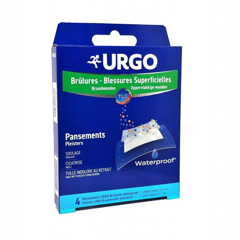 Urgo – Pansements brûlures waterproof grand format, 4 pansements