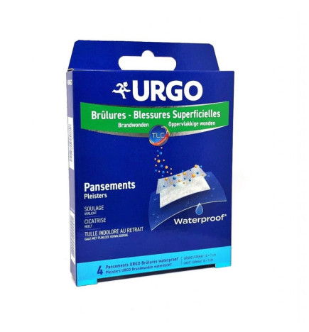 Urgo – Pansements brûlures waterproof grand format, 4 pansements