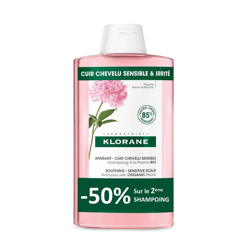 Klorane – Shampooing à la Pivoine Bio Cuirs Chevelus Sensibles, 2 x 400 ml Klorane – Shampooing à la Pivoine Bio Cuirs Chevelus Sensibles, 2 x 400 ml