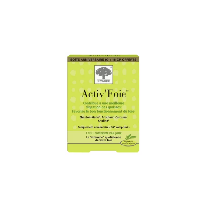 New Nordic – Activ Foie, 90 comprimés + 15 comprimés offerts New Nordic – Activ Foie, 90 comprimés + 15 comprimés offerts