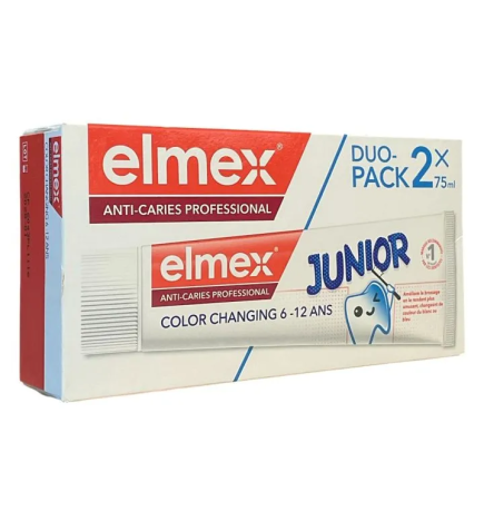 Elmex – Dentifrice Junior Anti-Caries Professional color changing enfant 6-12 ans, 75 ml