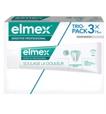 Elmex – Dentifrice Sensitive dents sensibles, lot de 3 x 75 ml