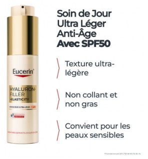 Eucerin – Hyaluron-Filler + Elasticity Soin de jour ultra léger SPF50, 50 ml