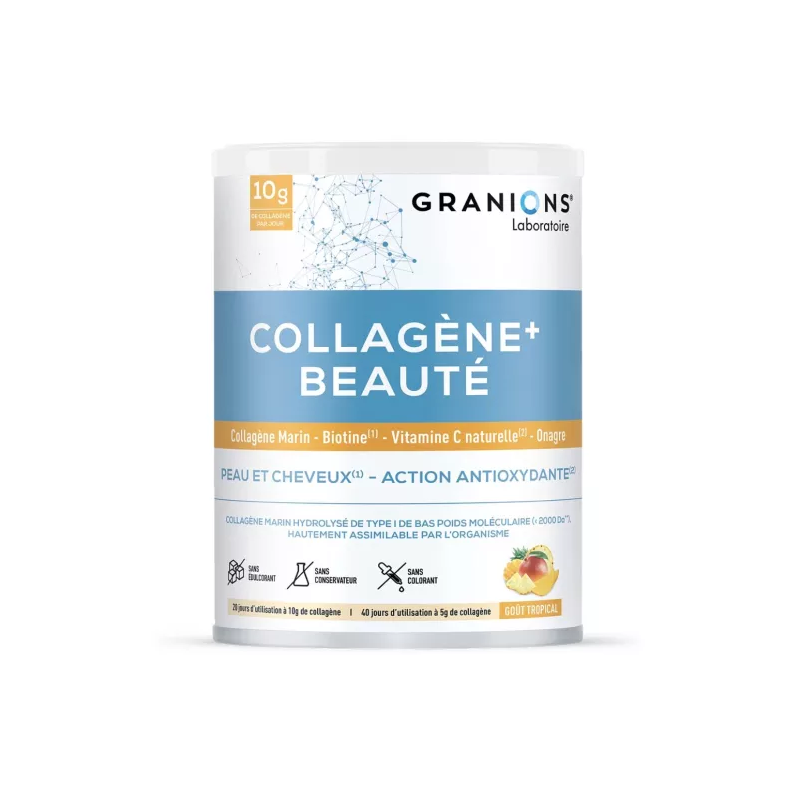 Granions – Collagène Beauté Action Antioxydante goût tropical, 220 g Granions – Collagène Beauté Action Antioxydante goût tropical, 220 g
