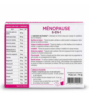 Granions – Ménopause 6 en 1 sans hormone, 180 comprimés
