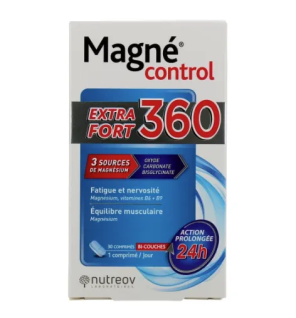 Nutreov – MagneControl Extra Fort 360 Magnésium, 60 comprimés + 15 offerts
