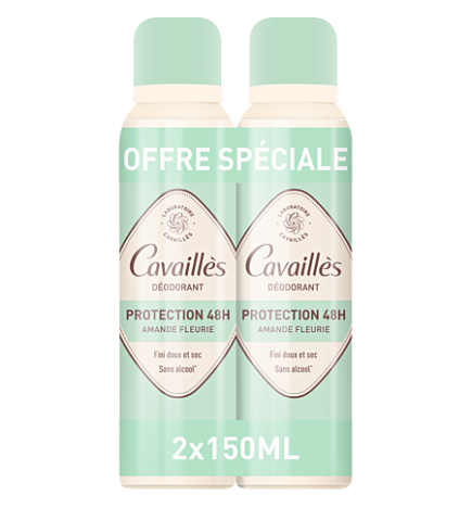 Cavaillès – Déodorant dermato 48h anti-odeurs spray, lot 2 x 150 ml