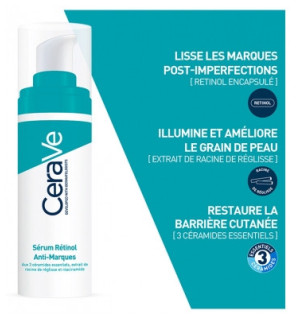CeraVe – Trousse routine anti-marques gel moussant 236 ml + sérum rétinol 30 ml