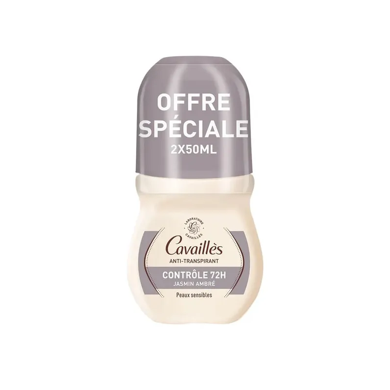 Cavaillès – Déodorant anti-transpirant intense LP 48h roll-on, 2x50 ml