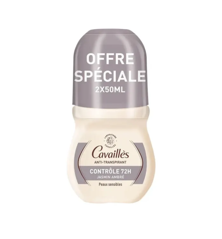 Cavaillès – Déodorant anti-transpirant intense LP 48h roll-on, 2x50 ml