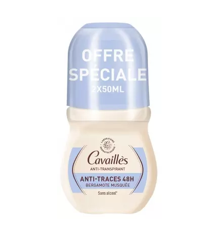 Cavaillès – Déodorant Absorb+ Efficacité 48h, lot de 2 x 50 ml