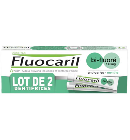 Fluocaril – Dentifrice bi-fluoré menthe, lot 2 x 75 ml