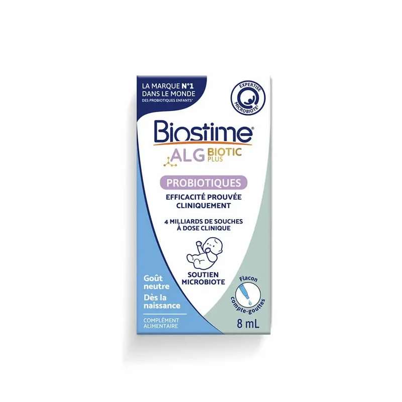 Biostime – Alg-Biotic+ Probiotiques bébé goût neutre, 8 ml Biostime – Alg-Biotic+ Probiotiques bébé goût neutre, 8 ml