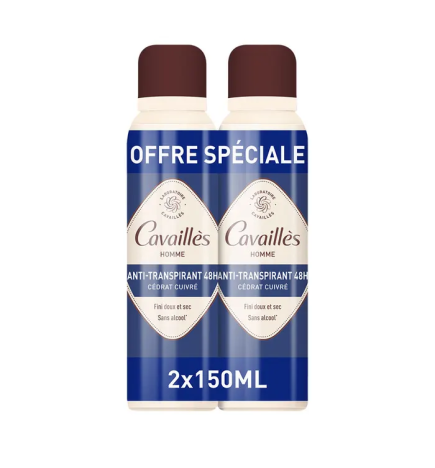 Cavaillès – Déodorant Absorb+ Spray, 2 x 150 ml