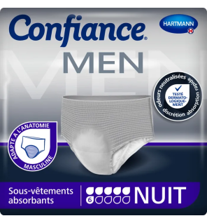 Hartmann – Confiance Men Sous-vêtements absorbants nuit fuites urinaires taille M 6 gouttes, 8 unités