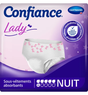 Hartmann – Confiance Lady Culottes absorbantes nuit 6 gouttes taille L, 7 unités